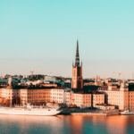 Stockholm waterfront, Riddarholmen island across the water